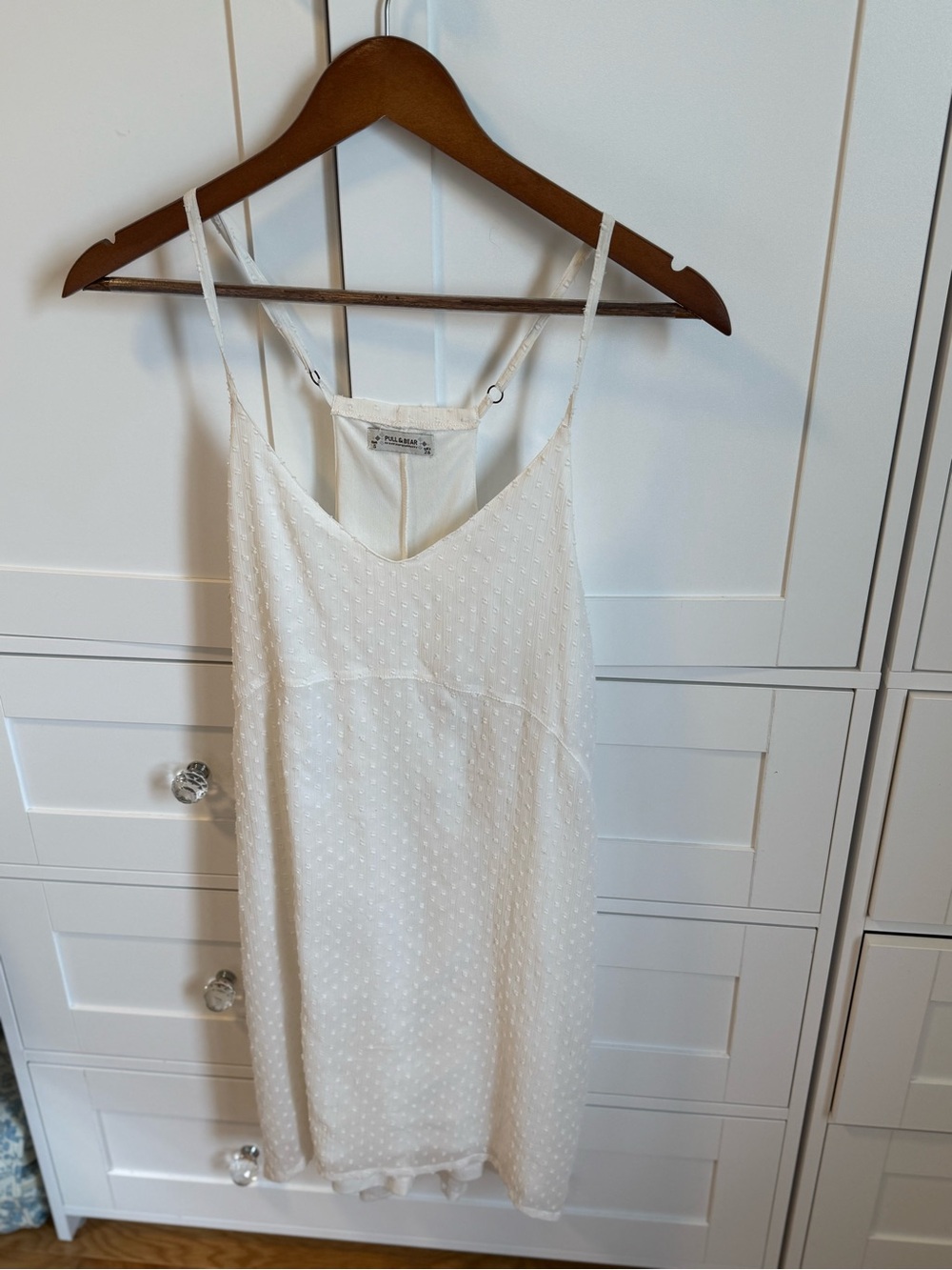 Pull&Bear White Textured Slip Mini Dress